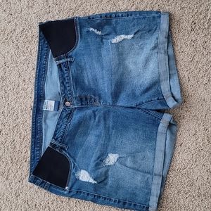 Maternity Side Panel Jean Shorts-Size 16